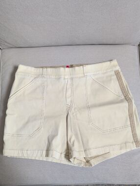 Spanx Stretch Twill 6" Tan Shorts Hidden  Tummy Shaping Pull On Style Size XL